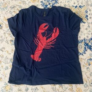 Gildan Navy Blue Tee with Red Lobster Design